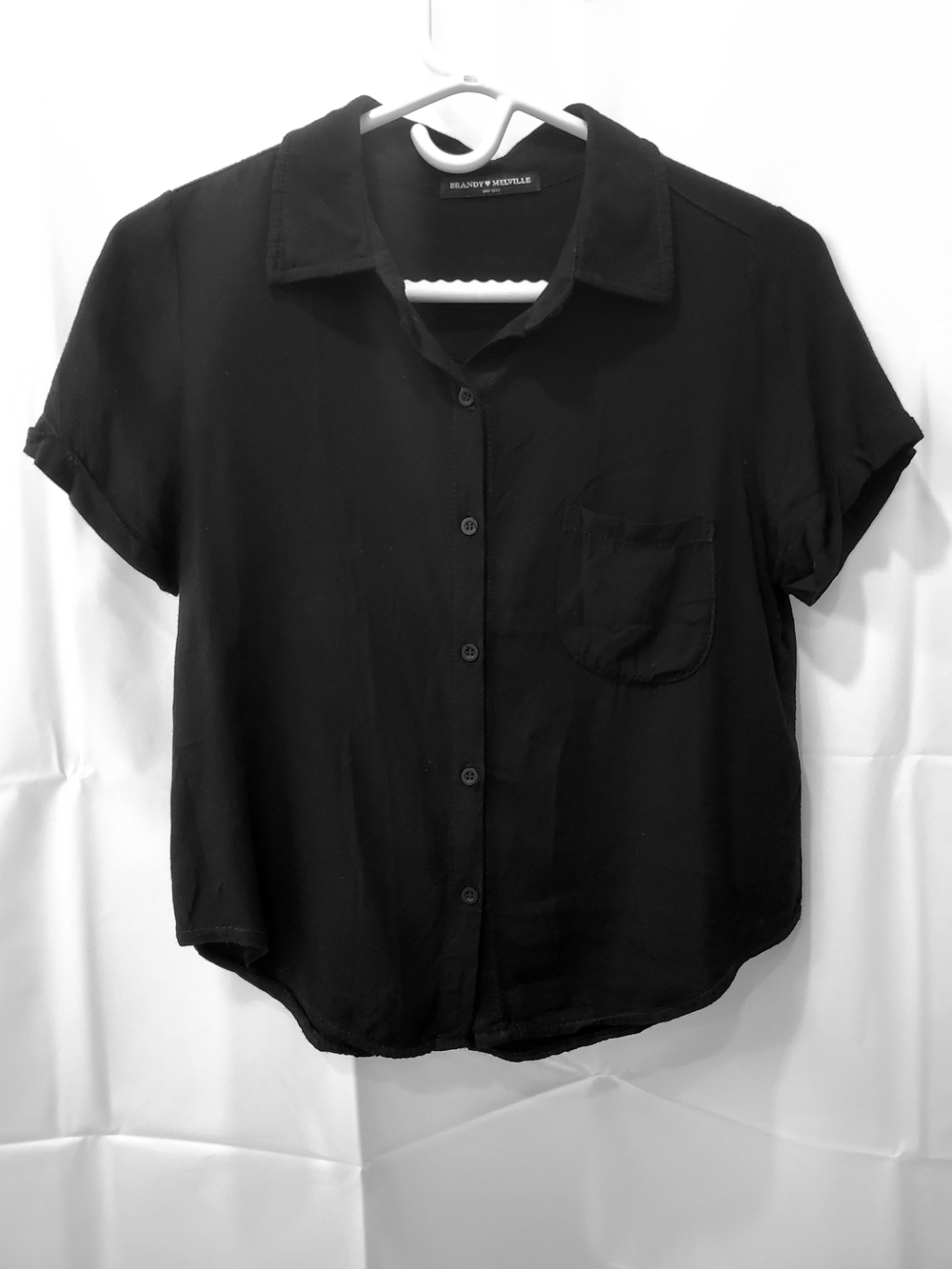 Brandy Melville Black Short Sleeve Button-Down Shirt